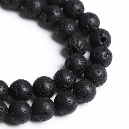 8MM 45PCS Natural Stone Black Volcanic Lava Chakra Spacer Loose Beads for Jewelry Making DIY Bracelet