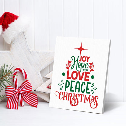 Christmas Decorations - Trendy Wishes Xmas Tree Wall Art Print Picture Artwork - Indoor Modern Holiday Christmas Gifts Home Decor for Wall Table Mantel 8"x10" Framed