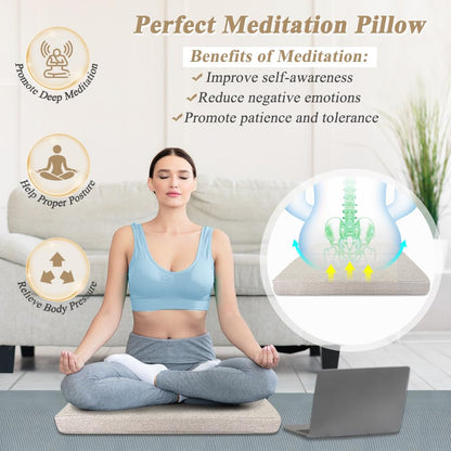 ECISZ Meditation Floor Cushion for Yoga Adults Square Floor Pillows Seating Large Meditation Cushion Yoga Pillows for Sitting on Floor Meditation Pillow Mat Outdoor Rectangle Floor Sitting Cushion