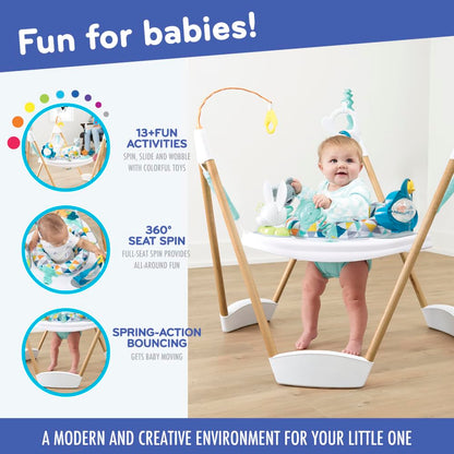 Evenflo Exersaucer Wood Frame Jumper, Woodland Wonder