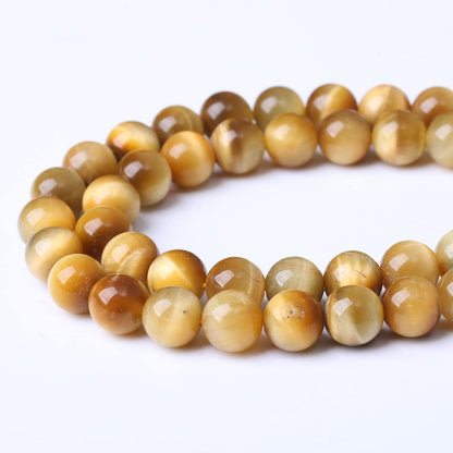 36PCS 10MM AAA Honey Gold Tiger Eye Stone Beads Natural Gemstone Bead Crystal Healing Energy Jewelry Making DIY 15 inches