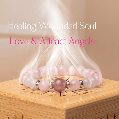 RONYOSTING Christmas Gift Pink Rose Quartz Bracelet for Daughter - Back to School Gifts for Girl Healing Love Crystal Jewelry,Cuarzo Rosa Beaded Charm