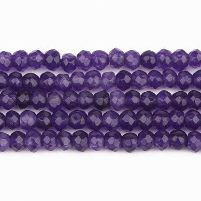 2 String 220PCS 3x5mm Natural Dark Purple Chalcedony Stone Beads for Jewelry Making, Songxi Facted Loose Gemstone Beads for DIY Bracelet Necklace Making Supplies with Energy Healing Chakra Power