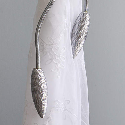 Valea Home 2 Pieces Curtain Tiebacks Clips Creative Window Drape Twist Tie Backs European Style Custom Made Curtain Holders Decorative Draperies Holdbacks, Silver Grey