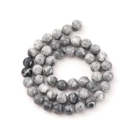 6mm 60pcs DIY Natural Map Stone Beads Round Healing Crystal Gemstone Loose Beads for Jewelry Making Handmade Bracelet Necklace
