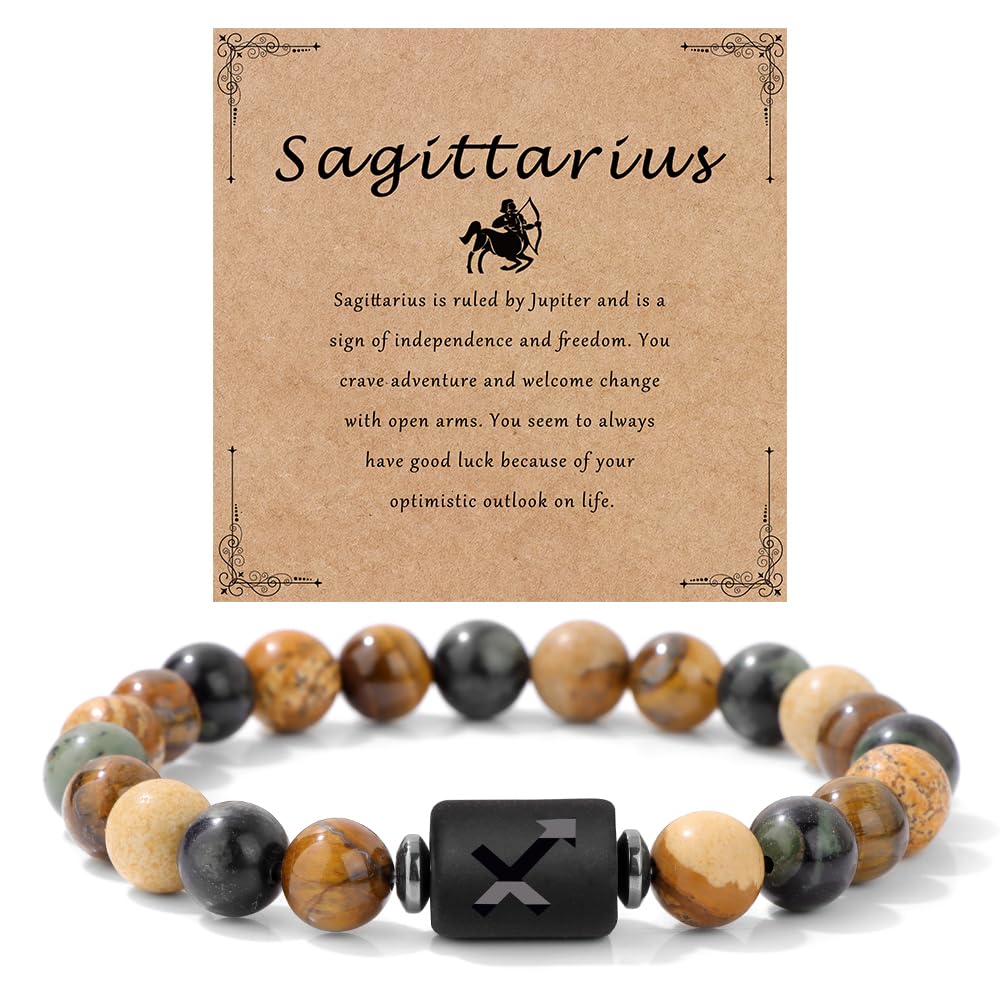 Zodiac Bracelet Scorpio Gifts for Women Men-8mm Natural Crystal Beaded Bracelets 12 Constellation Healing Stone Bracelet Mother's Day Valuntine's Day Christmas Birthday Gifts for Women