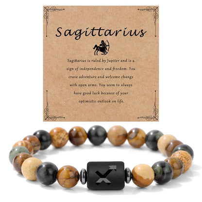 Zodiac Bracelet Scorpio Gifts for Women Men-8mm Natural Crystal Beaded Bracelets 12 Constellation Healing Stone Bracelet Mother's Day Valuntine's Day Christmas Birthday Gifts for Women