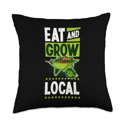 Eat And Grow Local Wheelbarrow Of Garden Vegetables Throw Pillow