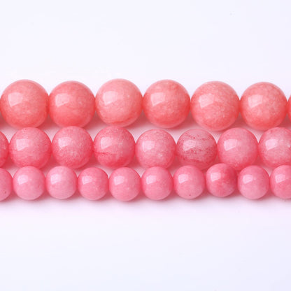 45PCS 8MM Natural Pink Jade Stone Beads Energy Healing Beads for DIY Jewelry Bracelet Necklace Making for Jewelry Making15Inch