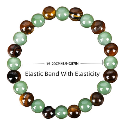 Money Bracelets for Women, Green Aventurine and Tiger Eye Crystal Bracelet, 8MM Beaded Jewelry for Wealth, Protection, and Good Luck, Healing Energy Bracelet, Calming Gift for Mom or Friend (1PCS)
