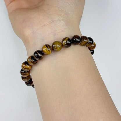 SAFEINA Tigers Eye Healing Crystal Stretch Bracelet for Women Men's Gifts, 8mm Stackable Beaded Bracelets with Heart Stones Set Stress Relief Yoga Reiki Gems