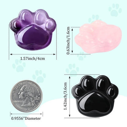 NUKAYAI Black Obsidian Cat Paw Statue Carved Figurines Sculpture Decor Worry Stone for Anxiety Handcrafted Natural Crystals and Healing Stones Cute for Cat Lovers Women