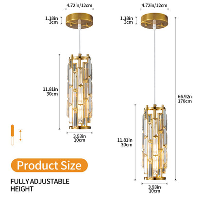 LMQNINE Pendant Lights Modern Gold Pendant Light Mini Crystal Chandelier Pendant Lighting for Kitchen Island Dinning Room Bedroom Kitchen Sink Lighting (Gold 3-Pack)