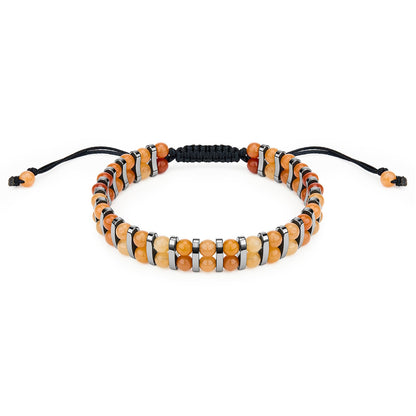 MAIYIDACK Double Row Red Aventurine Hematite Energy Art Jewelry, 3-in-1 Triple Protection Bracelet for Abundance & Vitality, Spiritual Men & Women, Reiki Healing Gift (Red Aventurine)