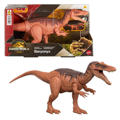 Mattel Jurassic World Rebirth Wild Roar Baryonyx Dinosaur Toy with Tail-Controlled Chomp Multi-Direction Attack & Sound, Posable & Digital Play