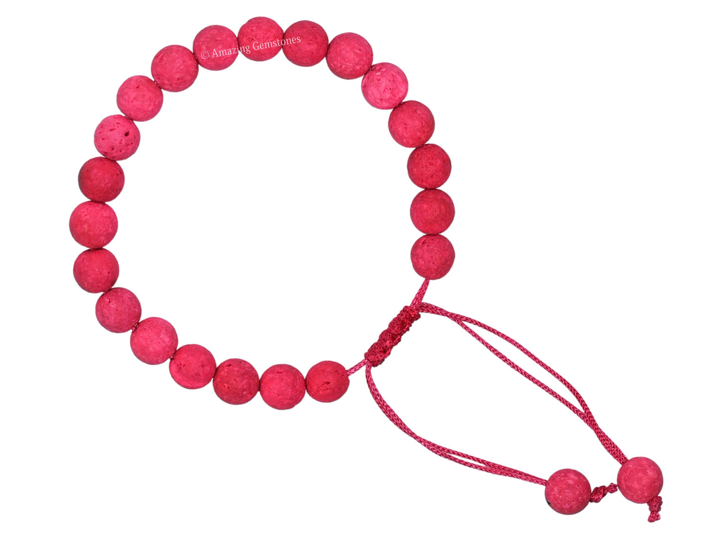 Amazing Gemstone Pink Lava Bracelet, Gifts For Men & Women - Protection Healing Crystal Bracelet - 8mm Gemstone Beaded Adjustable Bracelet, Pulseras Para Hombres Mujer Stocking Stuffers
