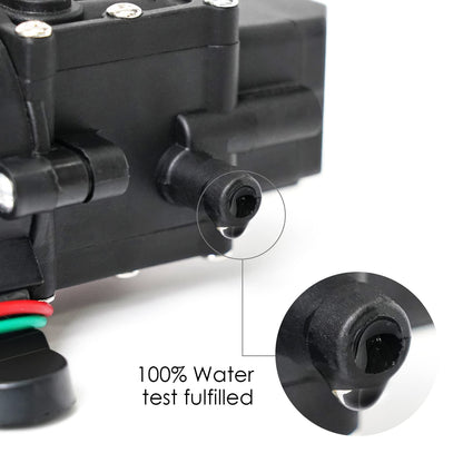 12V DC Fresh Water Pump with 2 Hose Clamp 12 Volt Diaphragm Pump Self Priming Sprayer Pump with Pressure Switch 4.5 L/Min 1.2 GPM 110 PSI Adjustable for RV Camper Marine Boat Lawn