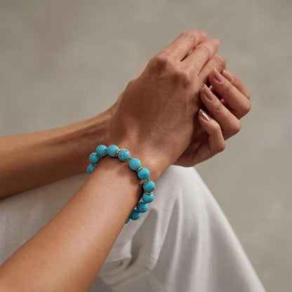KissYan Beaded Bracelets for Women, Colorful Natural Stone Boho Bead Bracelet for Beach, Handmade Gemstone Summer Jewelry Gifts (Turquoise)