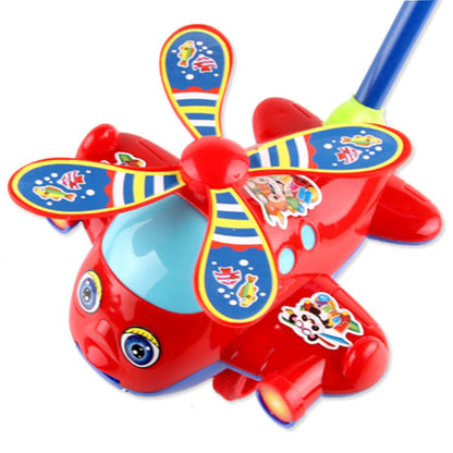 Push Along Toys Baby Pushing Airplane Toy with Long Handle Walking Toy for Toddlers Push Along Airplane, Baby Walking, Pull, Flying Toys