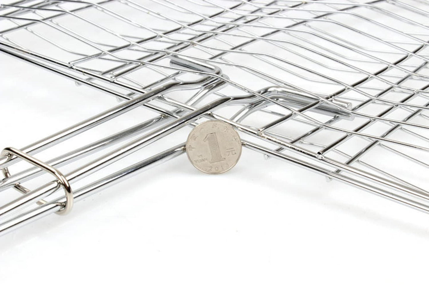 Barbeque Grill Basket, Portable BBQ Grilling Baskets with Long Handle, Stainless Steel Grilling Basket for Fish Vegetables Steak Shrimp Chops Outdoor Grill Tool Accessories
