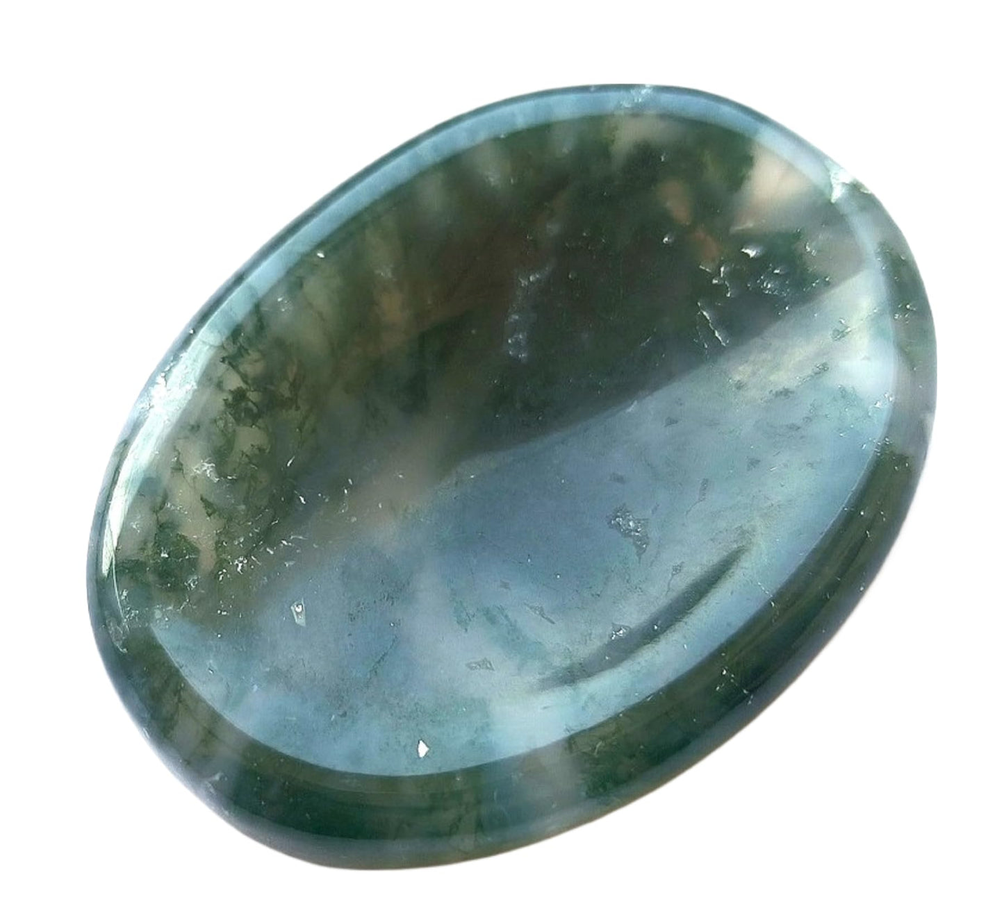 GEMSCITE Moss Agate Thumb Worry Stones Metaphysical Gemstone Crystal Healing Reiki Men Women Gift FENG Shui Positive Energy Love Wellness Palm Stones Wicca Powerful