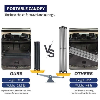 10x10 Pop Up Canopy Tent with 2 Sidewalls, Easy Up Canopy Upgraded Outdoor Party Sun Shade Tent Portable Gazebo for Beach Camping Events with Carry Bag and 4 Sand Bags (Navy Blue-New)