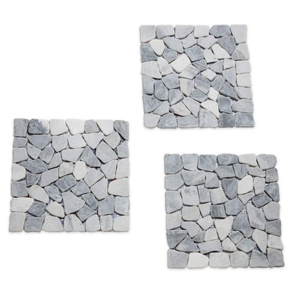 Bits and Pieces - Stepping Stones Outdoor Walkway - 12" Square Marble Landscaping Decorative Stepping Stones - Set of Three (3) - Backyard Decor Garden Pavers for Outside Walkway