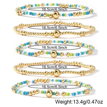 SHINUS BOHO Christmas Gold Beaded Bracelet Stack for Women,Bohemian Red Green White Beads Stackable Bracelets Set Fashion Holiday Party Jewelry Gift Friendship