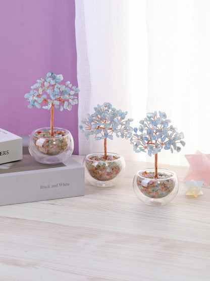 PESOENTH Aquamarine Crystal Tree Gemstone Tree of Life Spiritual Gifts for Women Mom Birthday,Healing Crystal Stone Trees Blue Home Room Feng Shui Decor Gifts for Women