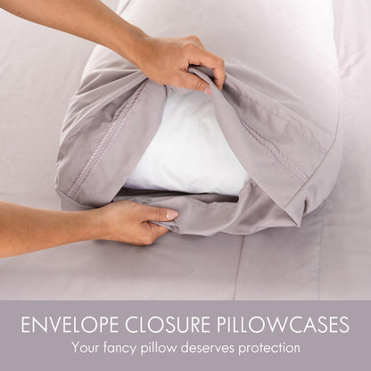 ClevaHome Queen Size Sheet Set - 6 Piece Soft Breathable Luxury Bed Sheet Set - Shrinkage & Fade Resistant Embroidered Bedding Sheet with Deep Pocket, 2 Extra Pillowcases (Queen, Purple Dove)
