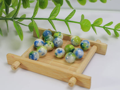 ZHFMLY 10mm Natural Persian Jade Beads, Green Colorful Dyed Healing Crystal Round Loose Stone Beads for Jewelry Making, DIY Bracelets Necklaces, Chakra Energy Craft Supplies One Strand
