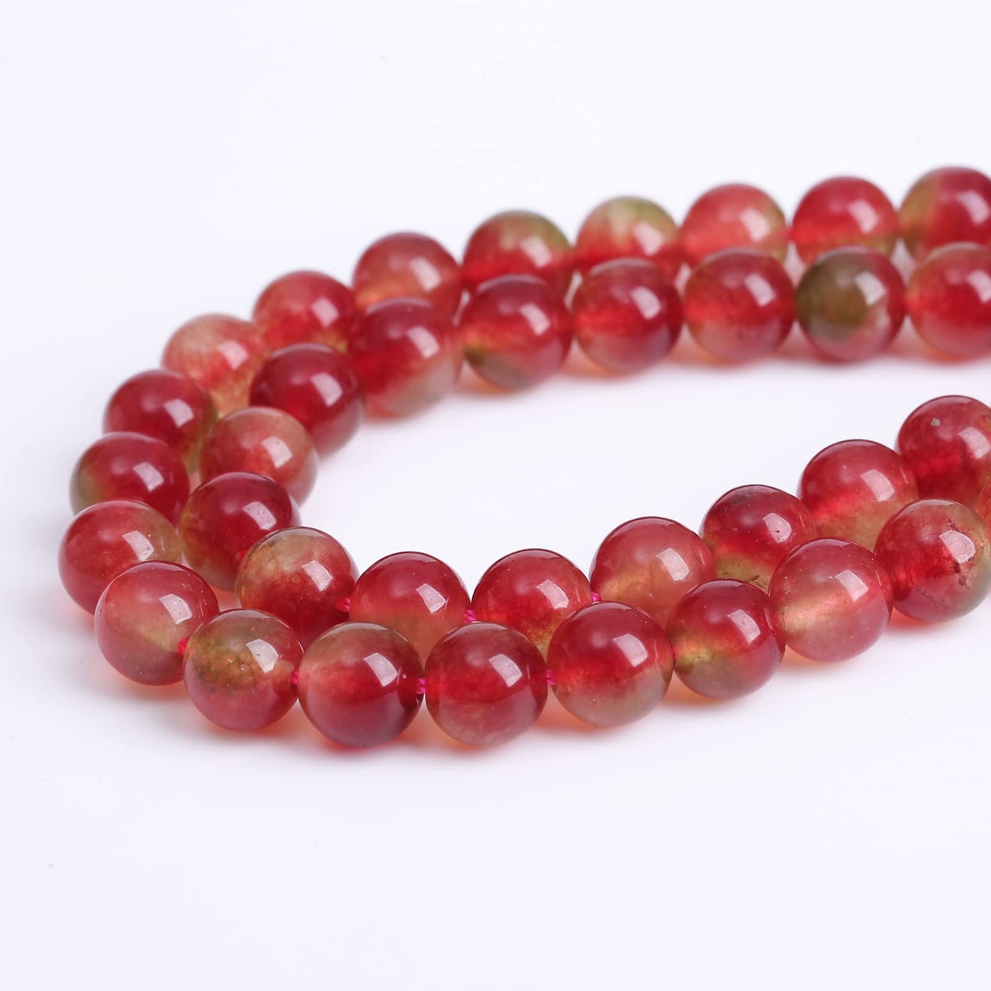 10mm 36pcs Watermelon Tourmaline Jades Stone Beads for Jewelry Making DIY Bracelet Necklace Accessories AAA 15" Energy Healing Power Stone Beads (Watermelon Tourmaline, 10mm)