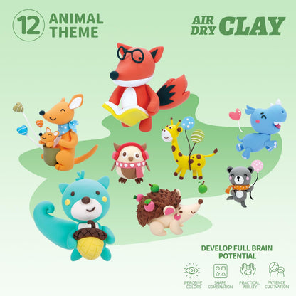 LOUFOR Air Dry Clay Kits - Modeling Clay for Kids, Ultra Light & Soft, Safe & Non-Toxic, DIY Airdryclay Kit with Sculpting Tools and Tutorials, Creatible Art Crafts Toys Gifts for Boys Girls