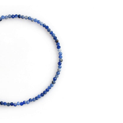 Gempires Sodalite Dainty Bracelet for Women | Handmade 2.5 mm Faceted Beads | Minimal Stacking Jewelry | Adjustable Lightweight Fit | Blue Crystal Gift