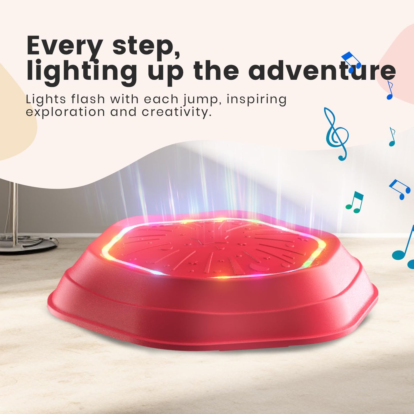 Holyton Light Up Stepping Stones for Kids, 5 Pack Sensory Balance Stepping Stones with Rechargeable Batteries, Non-Slip Toddler Stepping Stones for Ages 3-8, Indoor Outdoor Active Play, Red