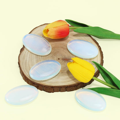 Nvzi Opalite Crystal Palm Stone, Worry Stones, Crystals and Healing Stones, Polished Rocks, Natural Gemstones, Chakra Stones for Healing Crystals Daily Use
