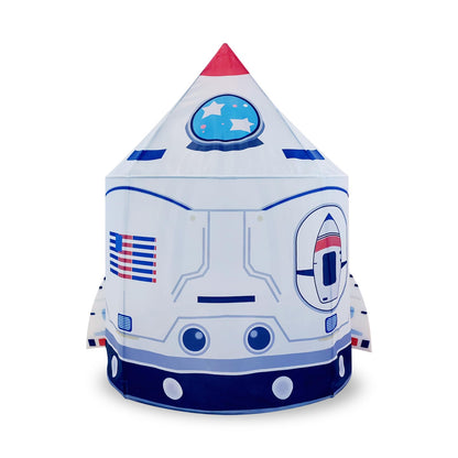 Rocket Ship Astronaut Playhouse, Kids Space Discovery Teepee with Windows, Foldable Indoor Outdoor Play Tent for Boys Girls, Toddler Adventure Room Decor