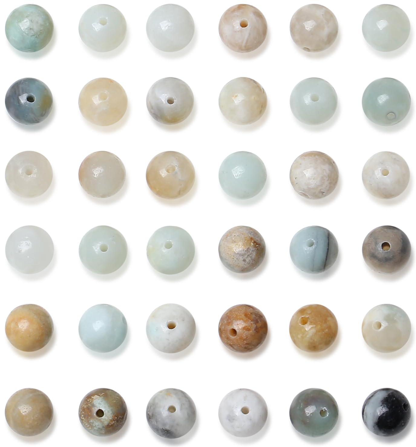 QINJIEJIE 100pcs Mixedcolor Amazonite Natural Stone Beads 8mm Round Genuine Real Stone Loose Gemstone Stone Beads for DIY Bracelet Necklace Earrings Jewelry Making Crystal Beads 2 Strand 32"