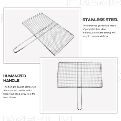 BESPORTBLE Fish Grill Basket, Fish Grilling Basket for Outdoor Stainless Steel Folding Grill Accessories Grill Basket for Bar Camping Picnics Parties