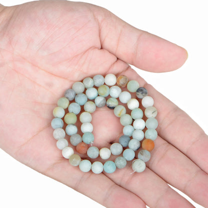 AD Beads Natural Gemstone Round Loose Beads 15" for Bracelet Necklace Earrings Jwelery Making Crafts DIY (6mm, Matte Multicolor Amazonite)