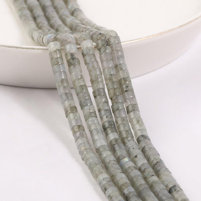 NITOPUPU 150Pcs 4×2mm Natural Spectrolite Spacer Stone Beads for Jewelry Making Supplies, Loose Semi Flat Round Gemstone Tube Beads for Bracelets DIY Crafts