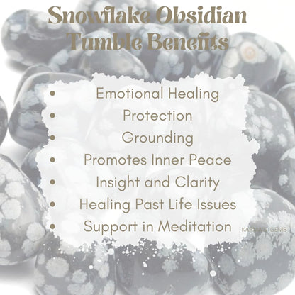 Karma Gems Snowflake Obisidian Tumbled Stones Natural Crystal Kit for Reiki Healing Crystal Polished, Tumble Stones, Chakra Balancing, Reiki Gift, Home Decor (15-25 MM)