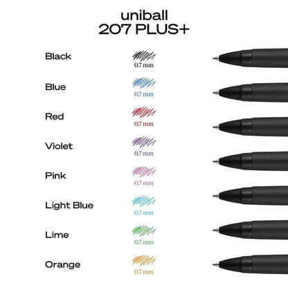 uniball™ 207 Plus+ Retractable Gel Pens, Medium Point (0.7mm), Black Ink, 12 Pack