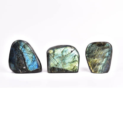 JIC Gem Class 1 Labradorite Palm Stone Crystal, Polished Healing Pocket Worry Stone for Anxiety Stress Relief 1.3-1.5lb