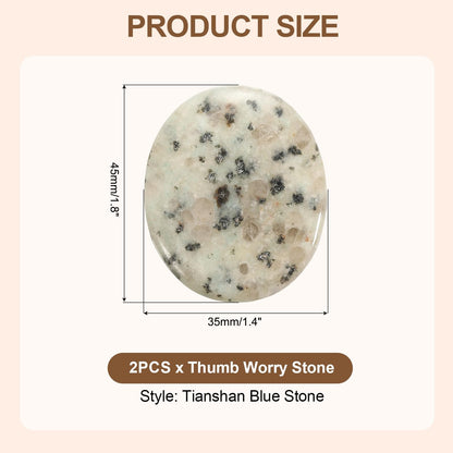 MECCANIXITY 2 Pcs Thumb Worry Stone for Anxiety, Tianshan Blue Stone Relief Crystals Hand Thumb Stones Pocket Gems Natural Polished for Yoga Meditation Relief