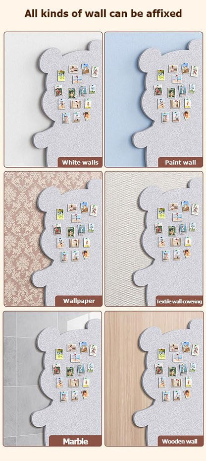 Bear Shaped Felt Wall Tiles Picture Display Board Decorative Creative Wall Aesthetic Photo Holder Bulletin Panel 31.4 * 47.2'' (Gray-Left)