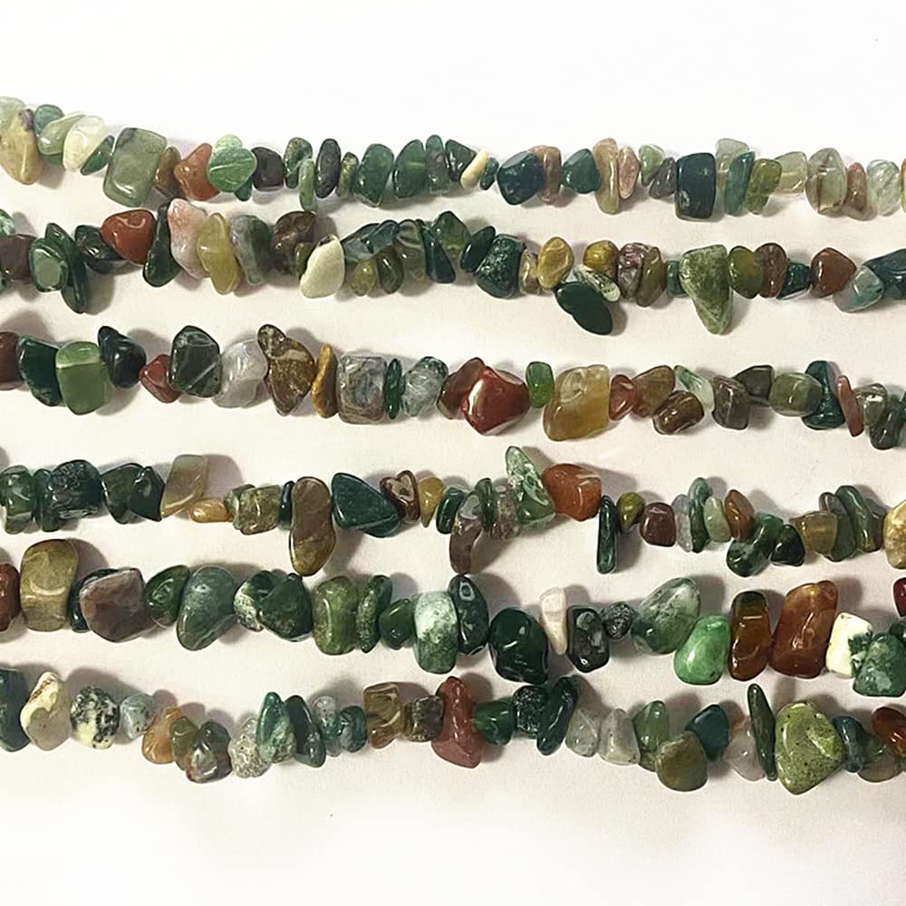 jodaying 5-8mm Natural Indian Agate Gemstone Chips Healing Gravel Bracelets Necklace Kit Irregular Tumble Stone Beads DIY Crafts Design Jewelry Making 32"