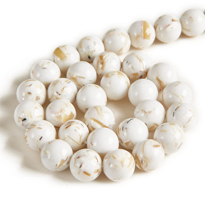 60pcs 6mm White Shell Turquoise Beads Natural Gemstone Beads Round Loose Beads for Jewelry Making