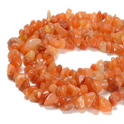 jodaying 7-8mm Natural Red Aventurine Gemstone Chips Healing Gravel Bracelets Necklace Kit Irregular Tumble Stone Beads DIY Crafts Design Jewelry Making 32"
