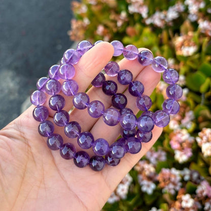 Adabele Real Natural Grade A Purple Amethyst Bracelet 8 inch Stretch Gemstone Beaded Bracelet Chakra Healing Crystal Stone Women Mom Gift (Unisex) GB10-C7